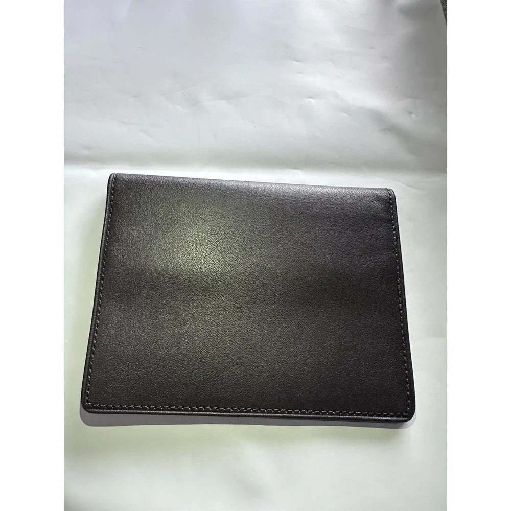 Moda Spana Men's Minimalist Gray Bifold Card Leather Wallet Dark Bown